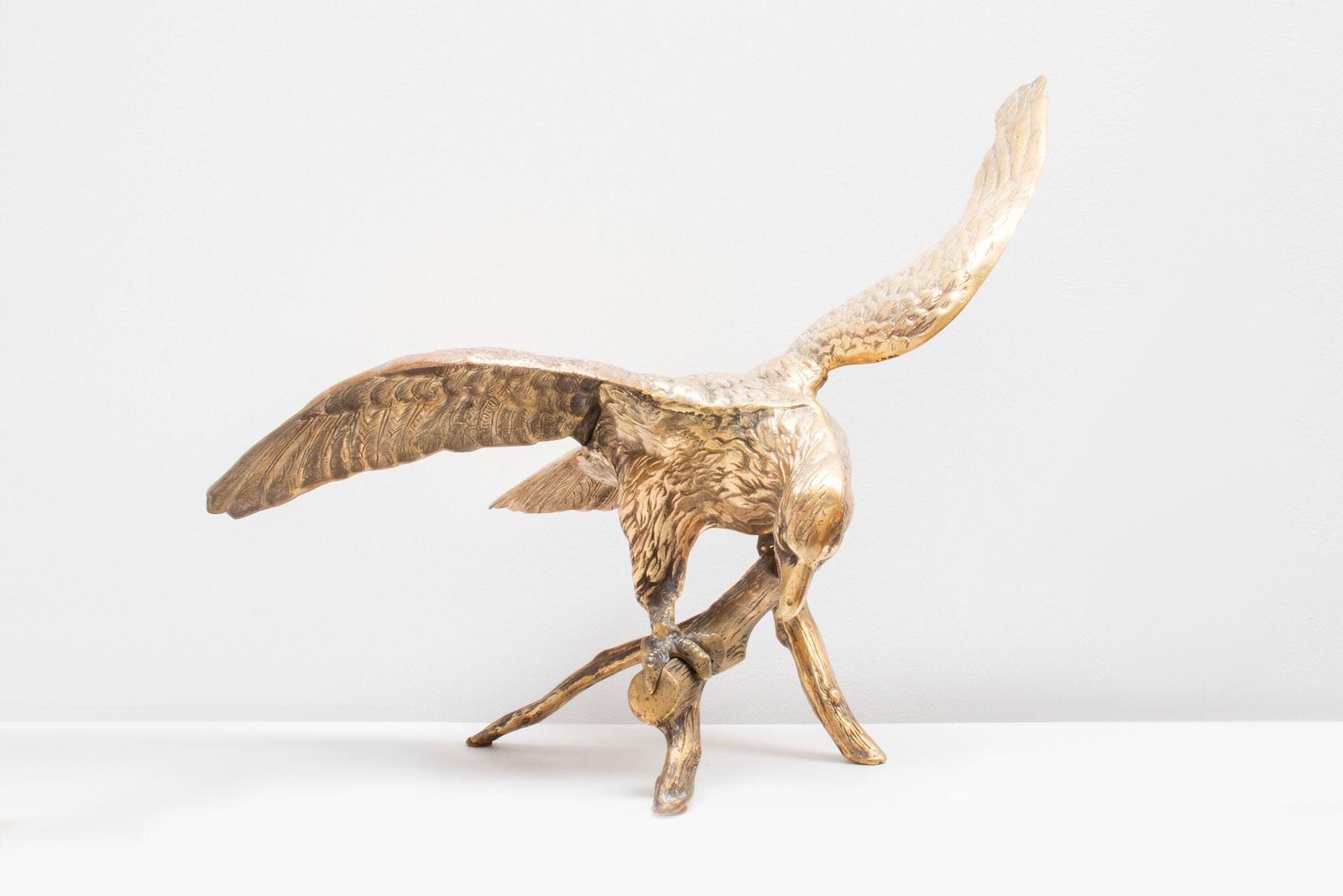 Large Vintage Brass Eagle Sculpture photo for sale