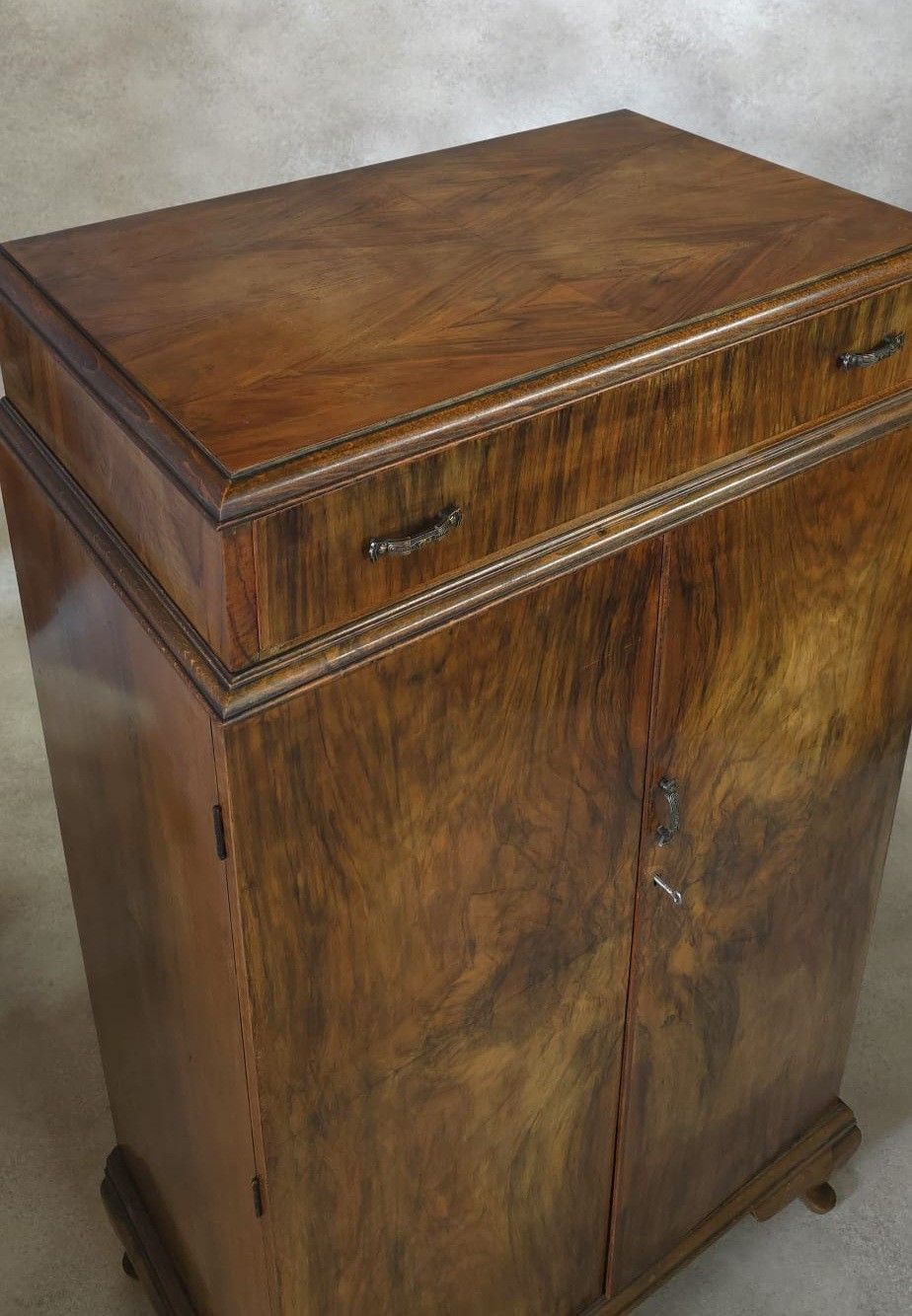 Vintage Art Deco Burr Walnut Compactum Tallboy 1930s Linen Cabinet photo furniture