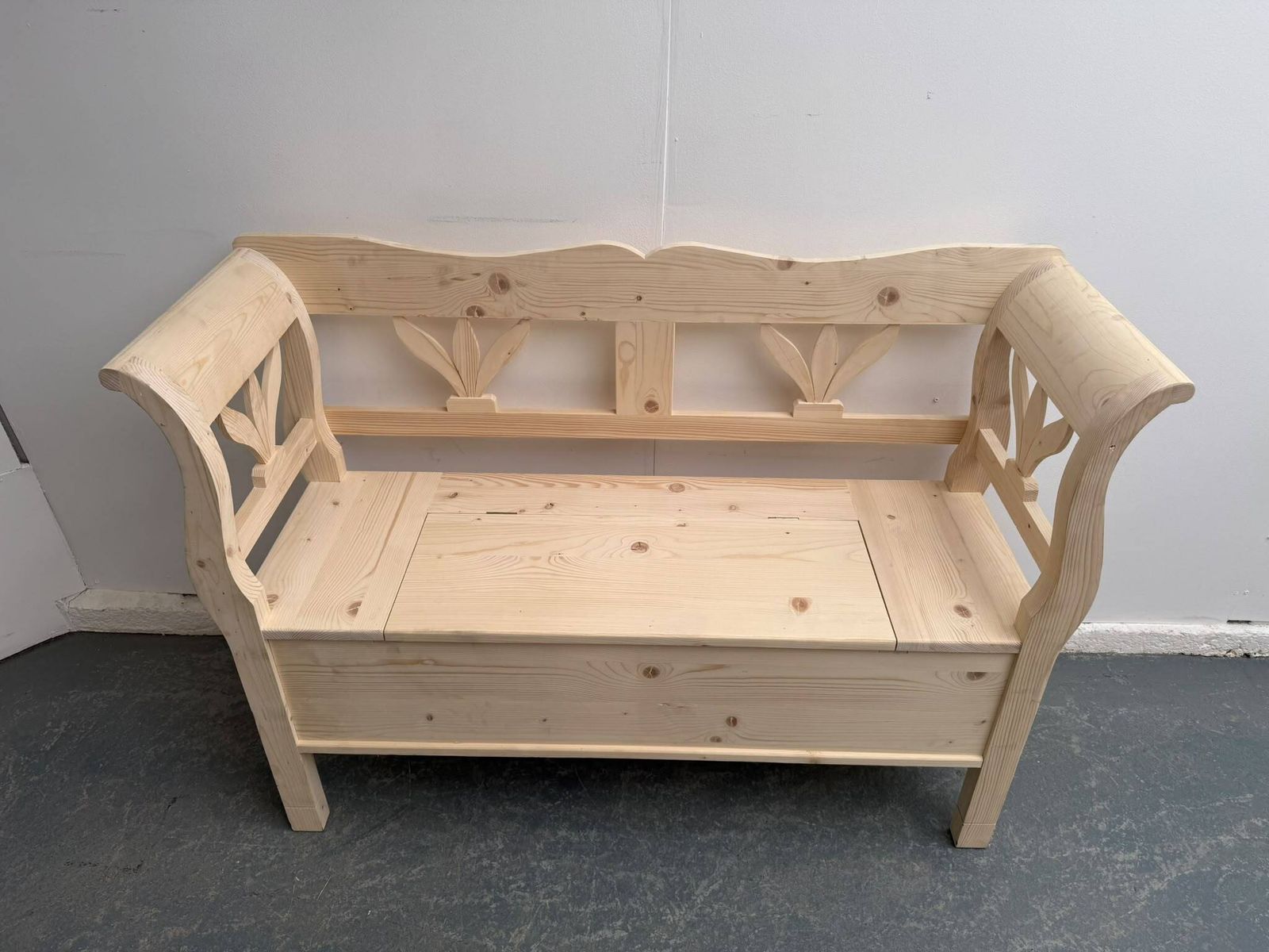 A Lovely Reclaimed Pine 2 Seater Tulip Bench To Wax / Paint photo for sale