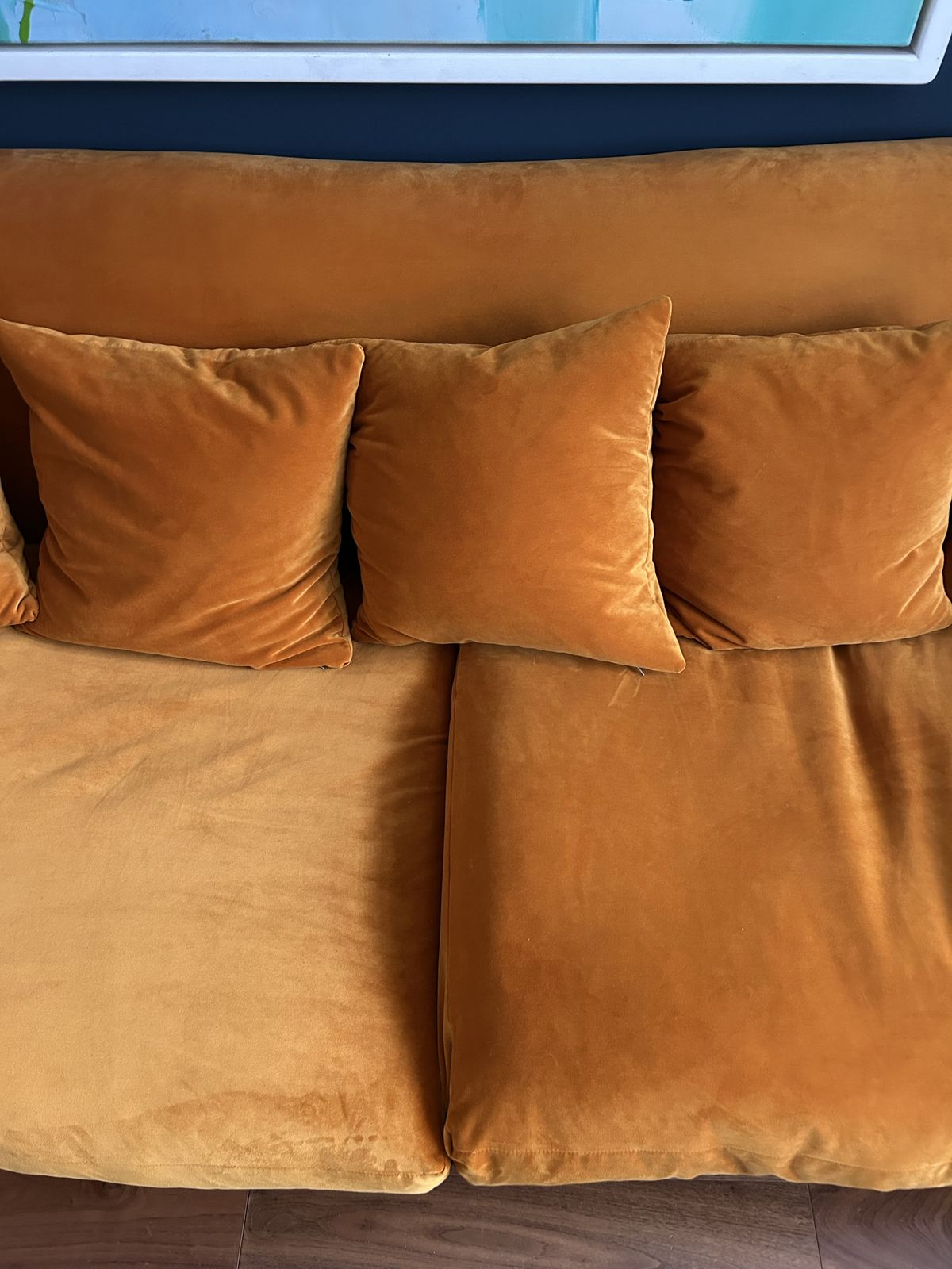 Loaf Crumpet Sofa, Extra Large   Orange Velvet photo 1650.0