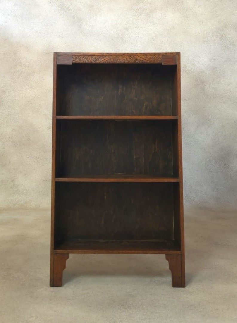 photo vintage Antique Oak Arts & Crafts  Bookcase Small Bookshelf