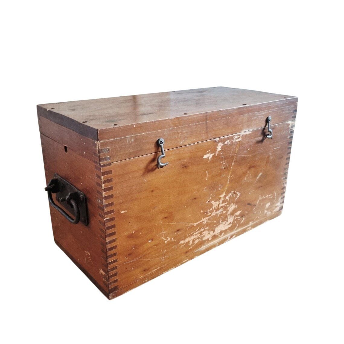 Large Antique Wooden Rustic Storage Box Gpo (General Post Office)  Industrial Storage Chest