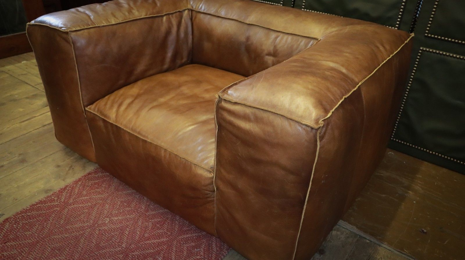 Stunning Timothy Oulton Scruffy Sofa Armchair Set In Vegabond Brown Leather 🚚 photo vintage