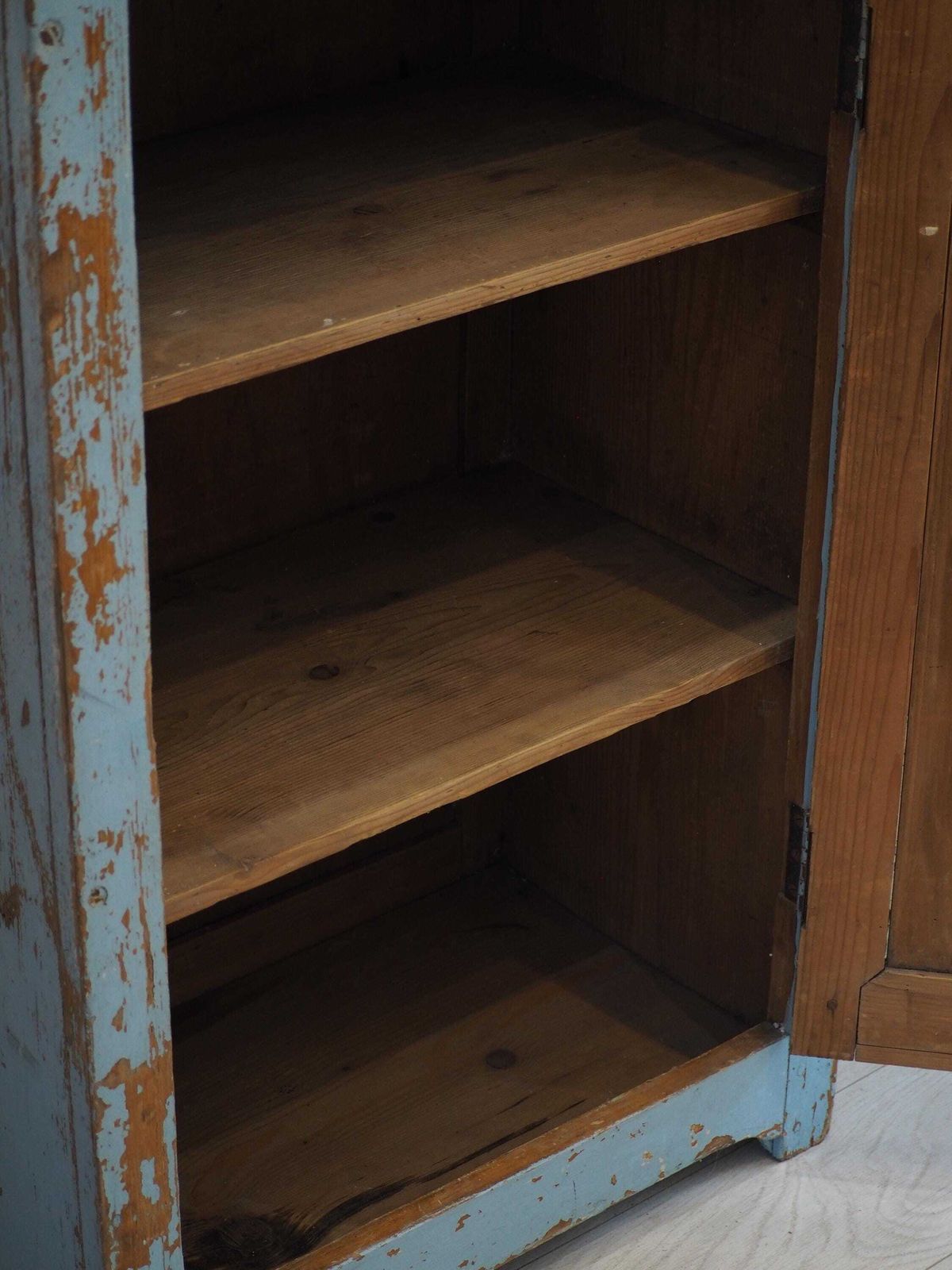 Vintage French Rustic Distressed Blue Painted Pine Cupboard / Pantry Cabinet photo 495.0