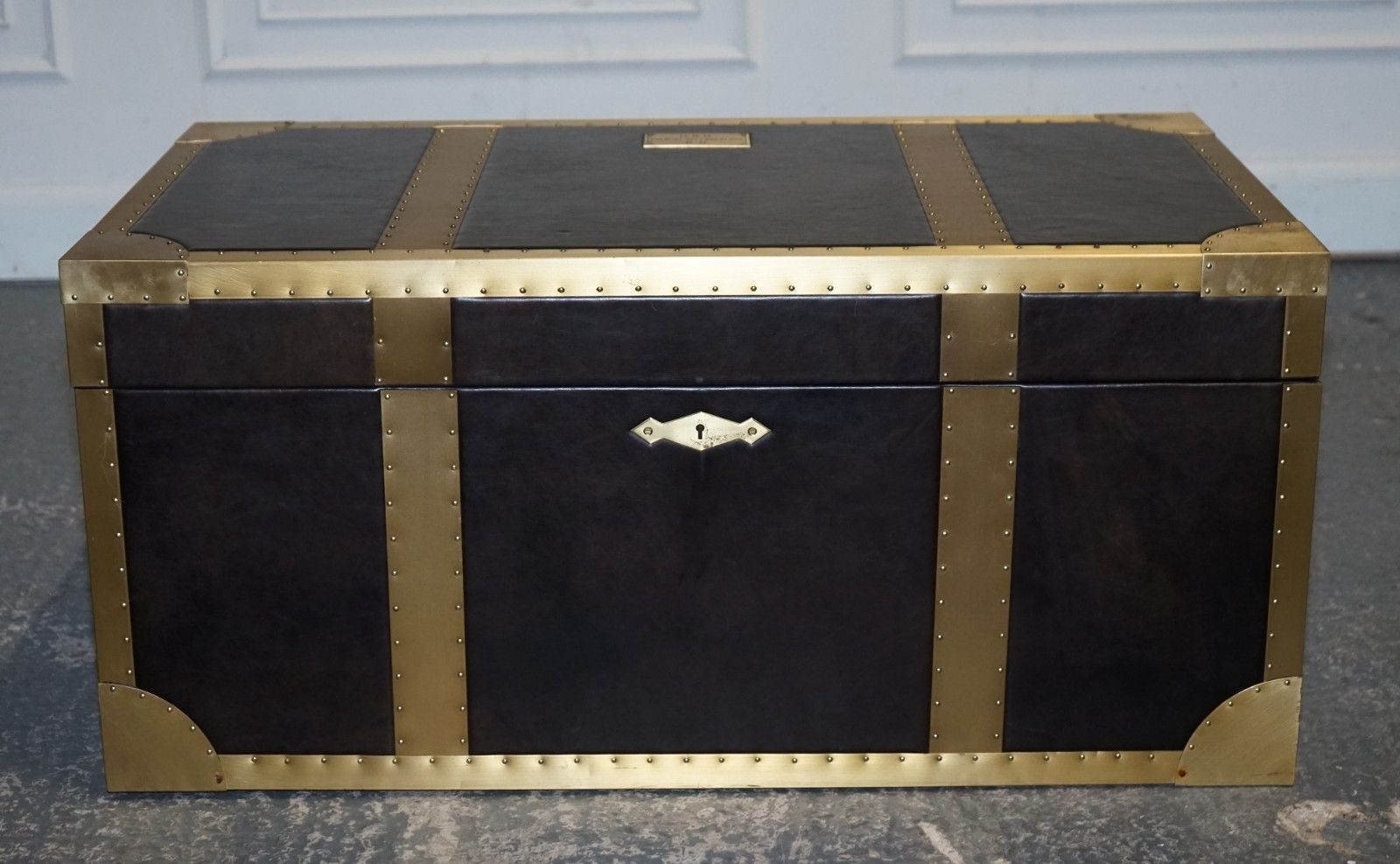 Timothy Oulton Cumberland Collection Storage Trunk With Red Velvet Lining photo furniture