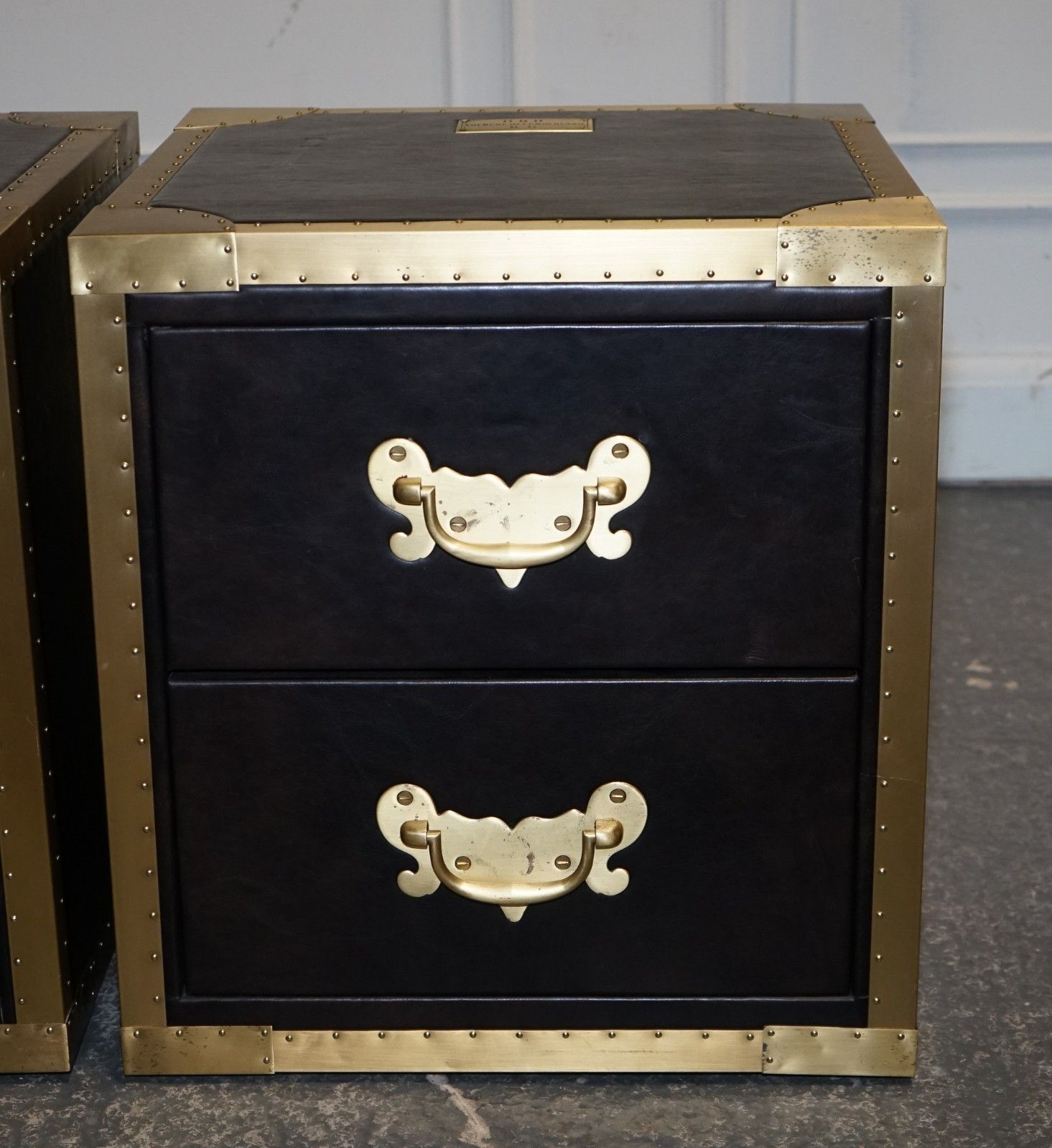Timothy Oulton Cumberland Collection Pair Bedside Nightstands Red Velvet Lining photo 2995.0