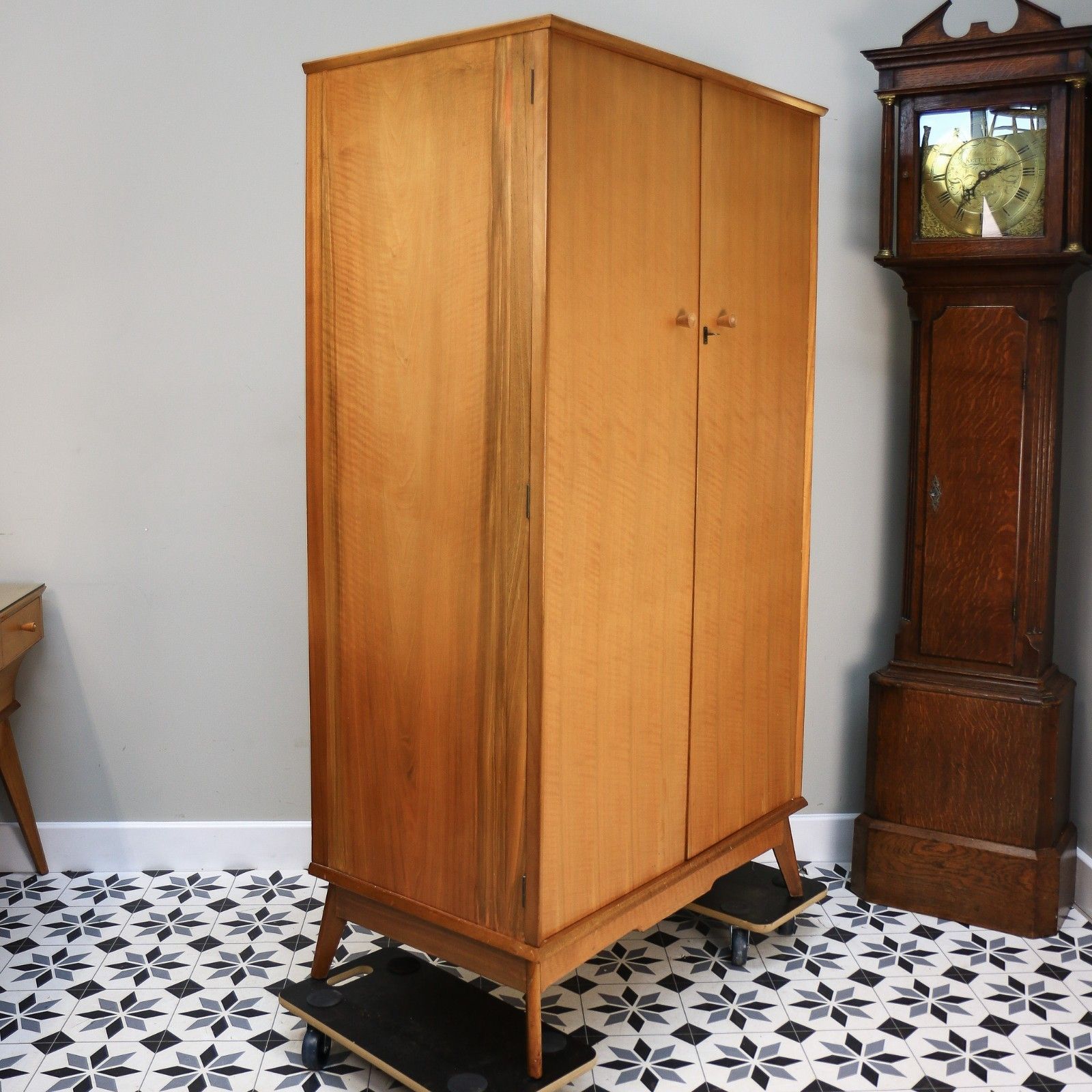 Alfred Cox Double Wardrobe In Walnut 1950s With Splayed Legs photo for sale