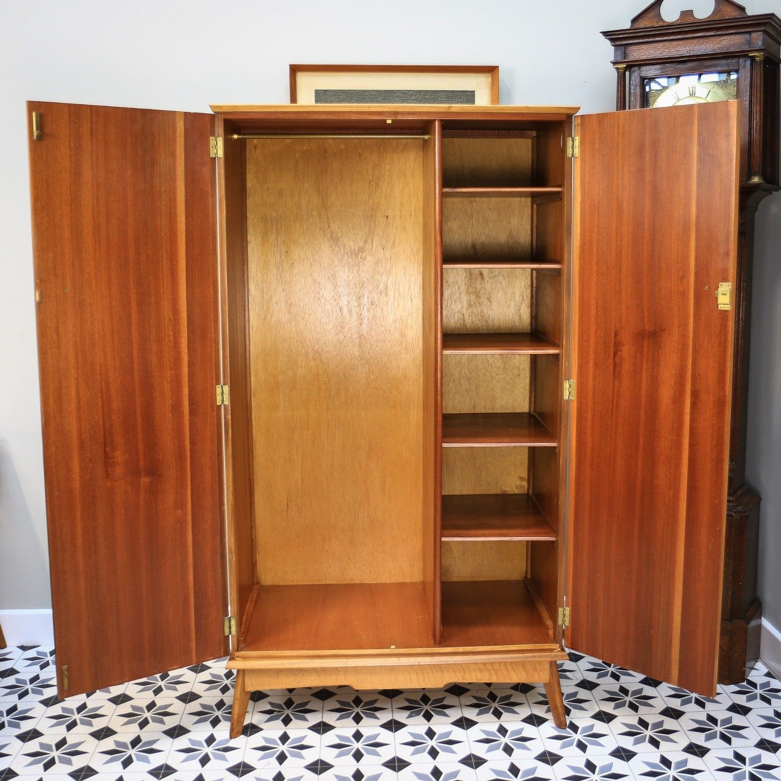 Furniture Alfred Cox Double Wardrobe In Walnut 1950s With Splayed Legs photo