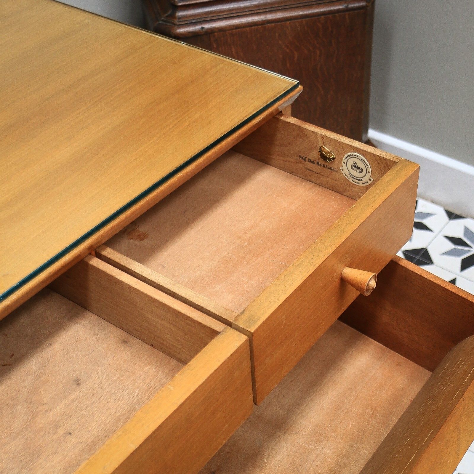 575.0 Alfred Cox Mid Century Dressing Table In Walnut 1960s With Three Mirrors photo