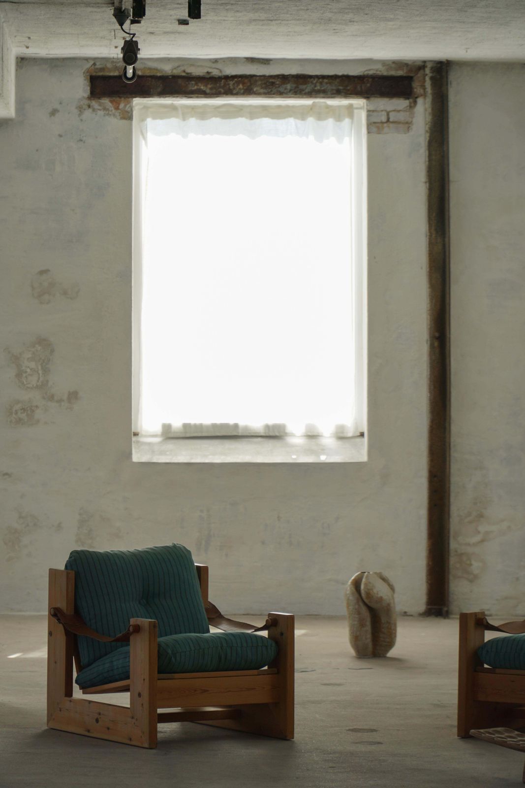 photo furniture Pair Of Swedish Modern Pine Lounge Chairs With Leather Armrests, 1970s