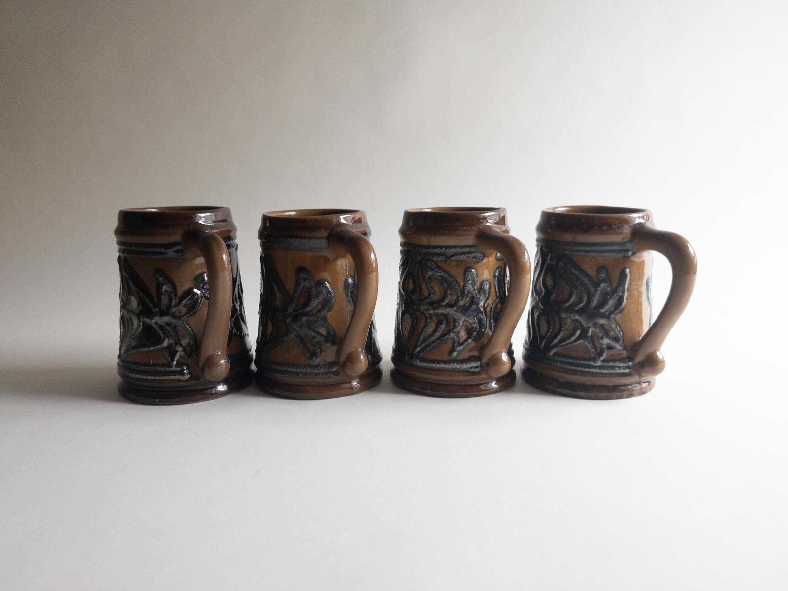 photo furniture Vintage Strehla Keramik Coffee Mugs: East German Pottery Set Of 4