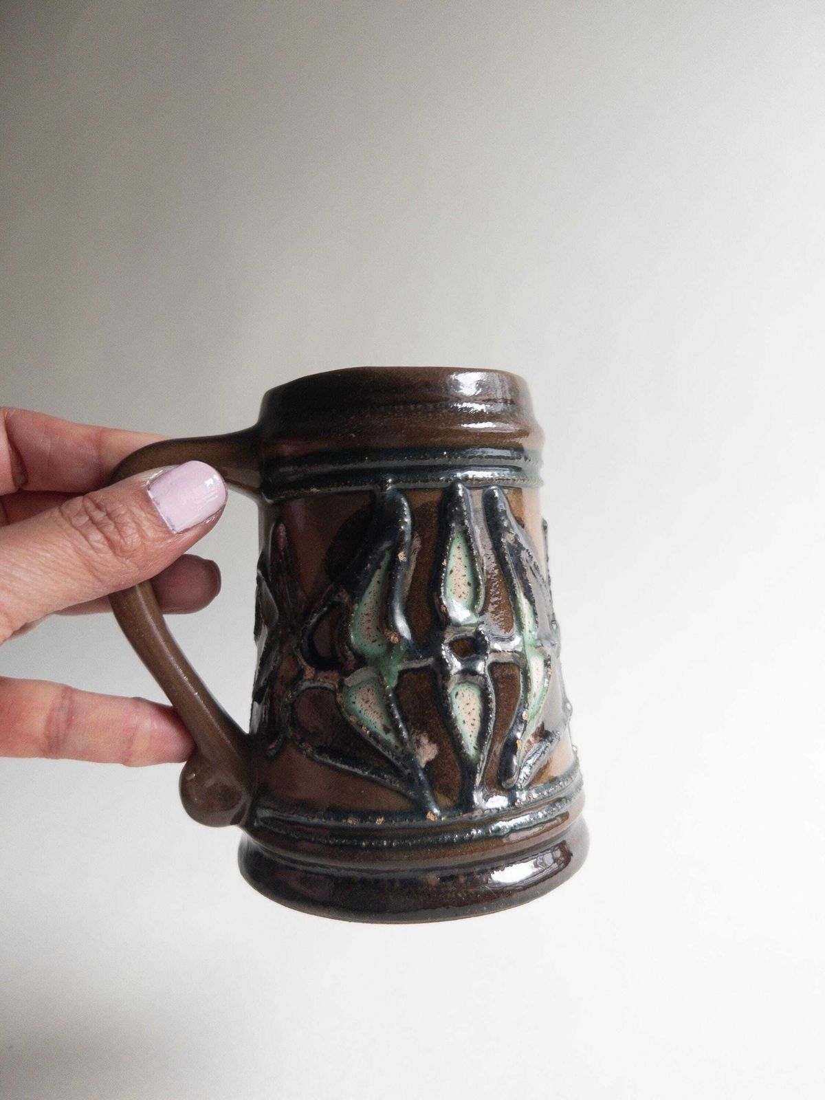 photo vintage Tasses à café vintage Strehla Keramik, lot de 4, poterie d'Allemagne de l'Est