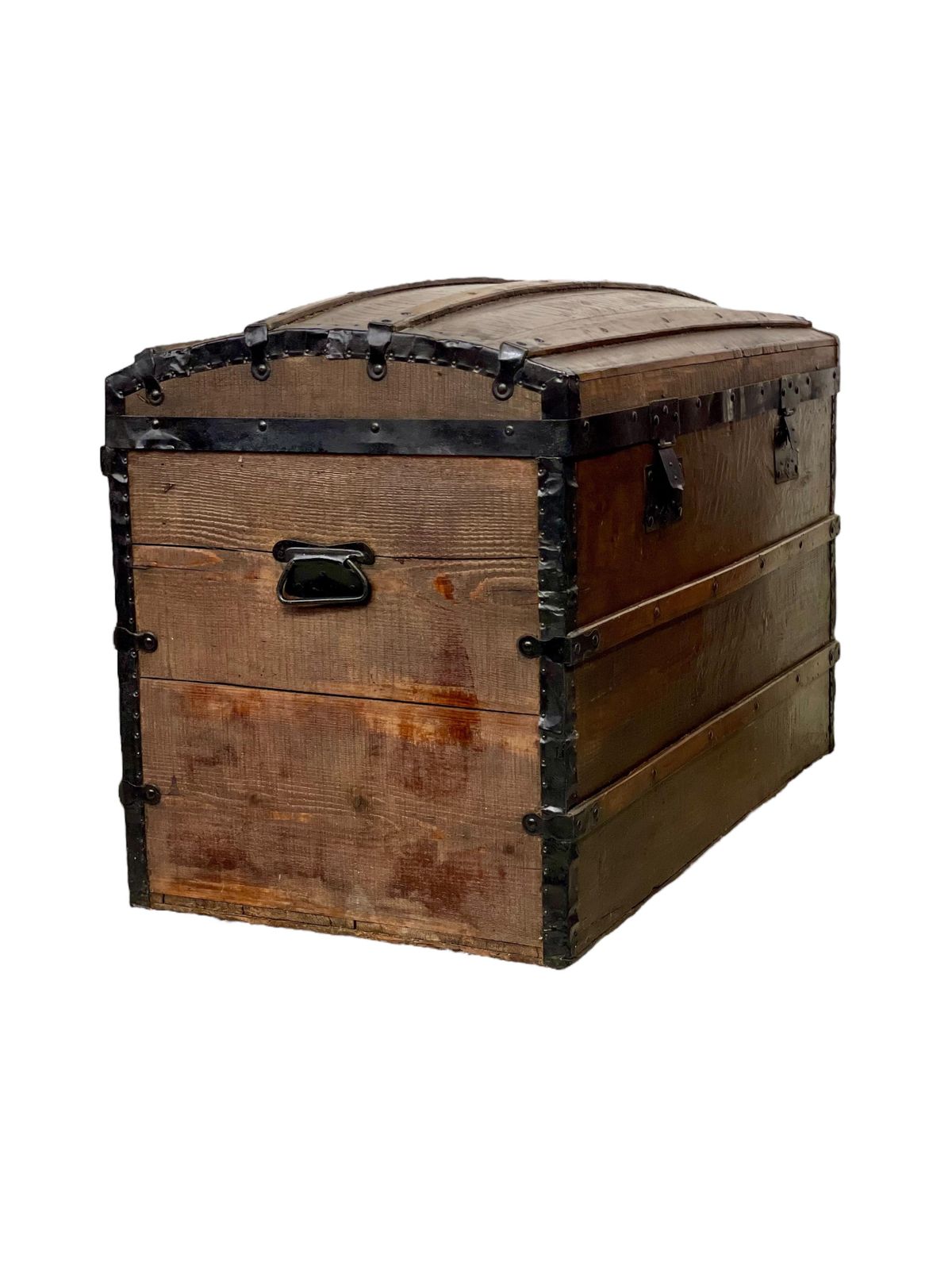 Antique Dome Top Trunk, Handcrafted Pine & Iron, France, Circa 1880 photo buy