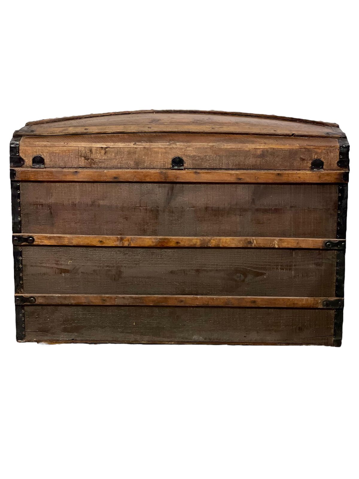 Furniture Antique Dome Top Trunk, Handcrafted Pine & Iron, France, Circa 1880 photo