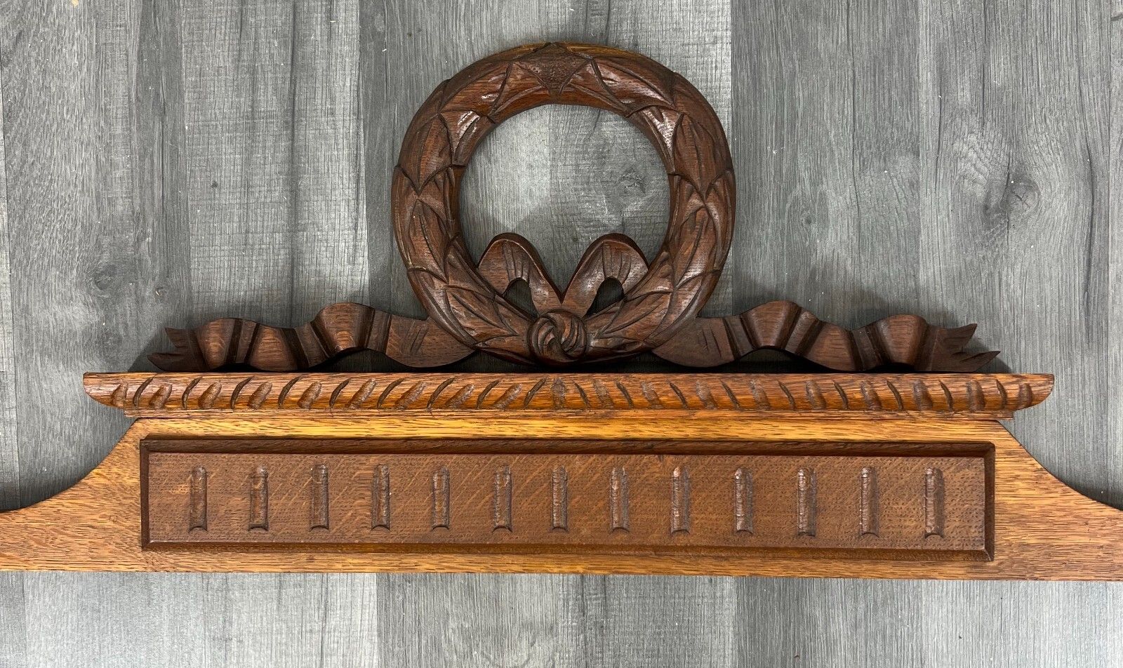 Pediment Antique French Hand Carved Oak Crown Crest Architectural Lot 7022 photo furniture