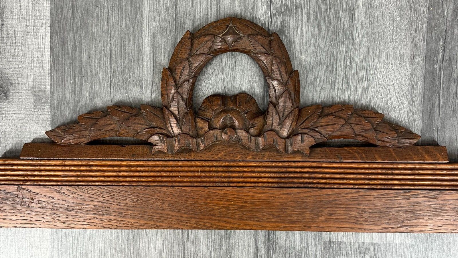Pediment Antique French Hand Carved Oak Crown Crest Architectural Lot 7019 photo furniture