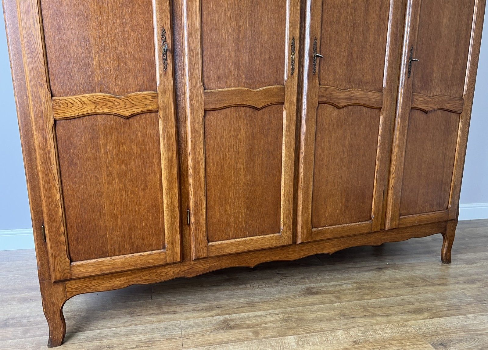 Wardrobe Vintage French Louis XVI Style Oak Four Door Carved Armoire Lot 6131 photo 849.0