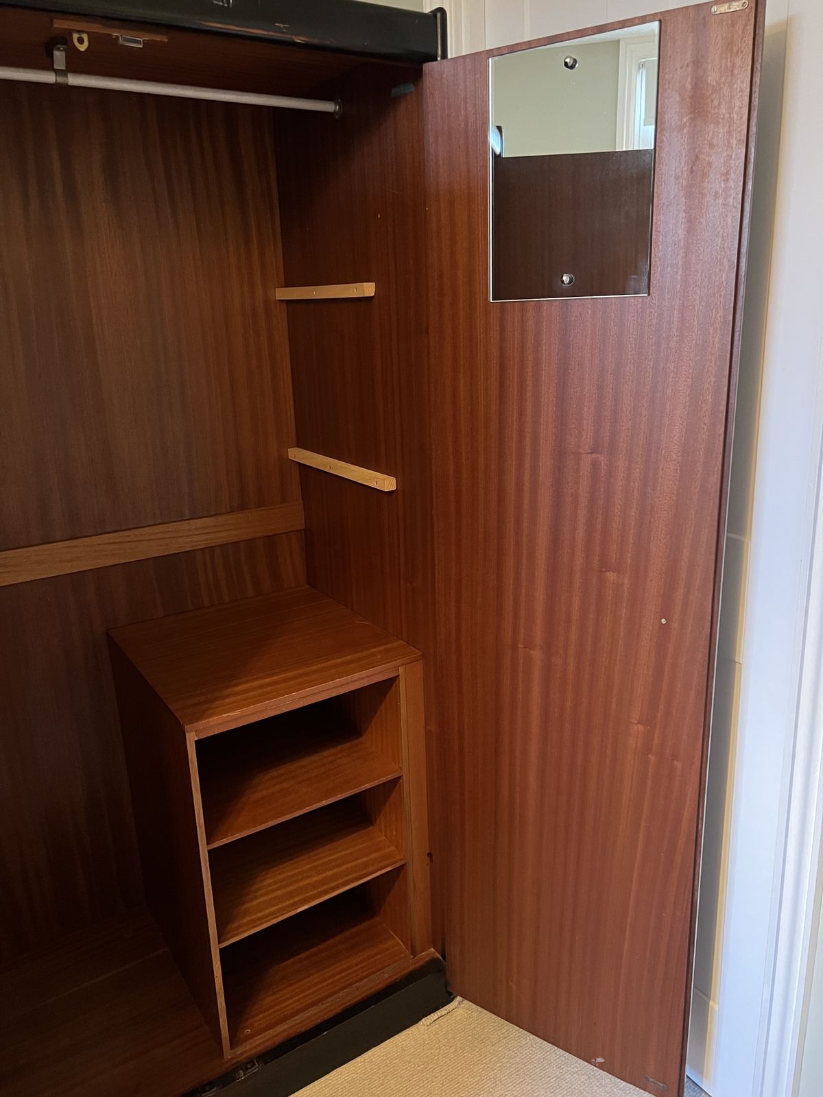 White & Newton Mid Century Wardrobe | Black Exterior, Teak Interior | Authentic Label photo vinterior