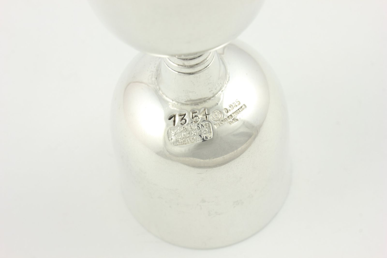 photo furniture Mexican Silver Double Spirit Jigger. Art Deco 925 Silver Tequila Measure.