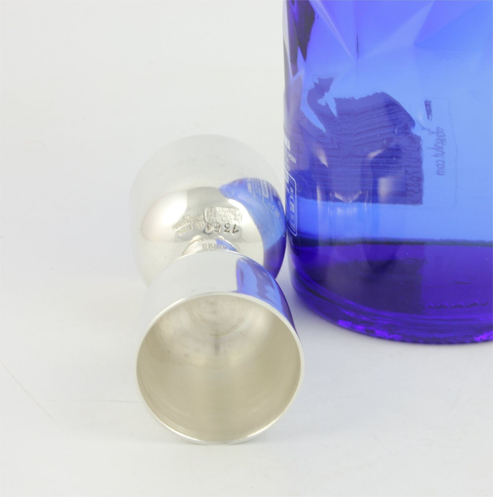 photo for sale Mexican Silver Double Spirit Jigger. Art Deco 925 Silver Tequila Measure.