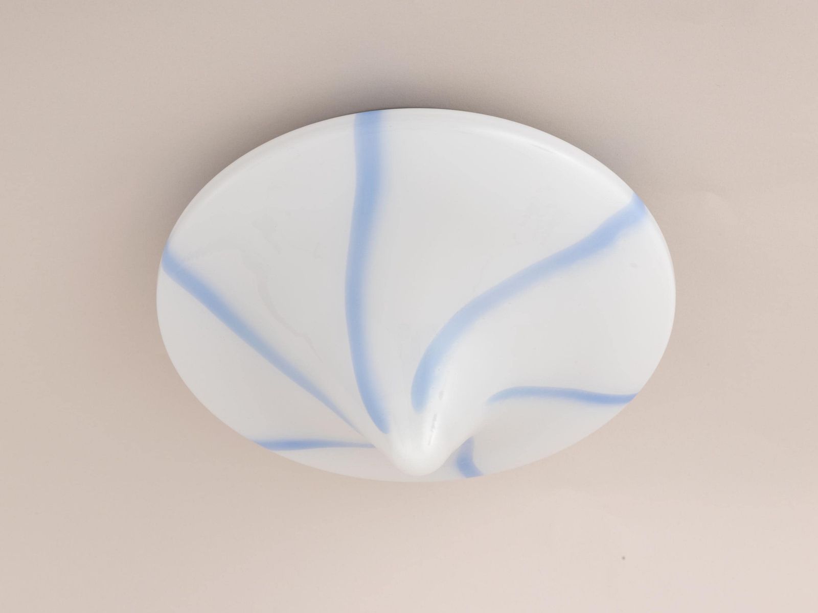 Mid Century Modern Flush Mount Italian Swirl Vintage | Wall Sconce Lamp Light White Blue | Venini Murano Mcm Massimo Vignelli Style photo furniture