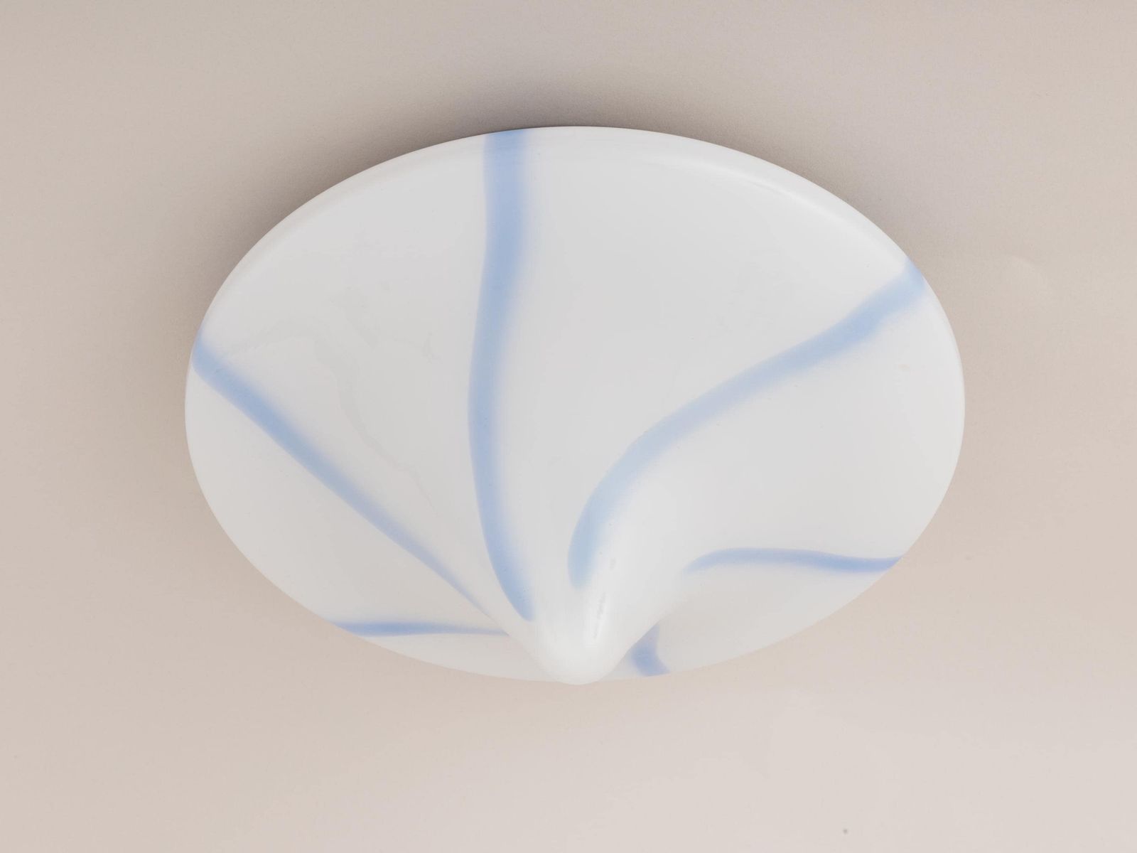 Mid-Century Modern Plafondlamp Italiaans Swirl Vintage | Wandlamp Wit Blauw | Venini Murano MCM Massimo Vignelli Stijl photo vintage