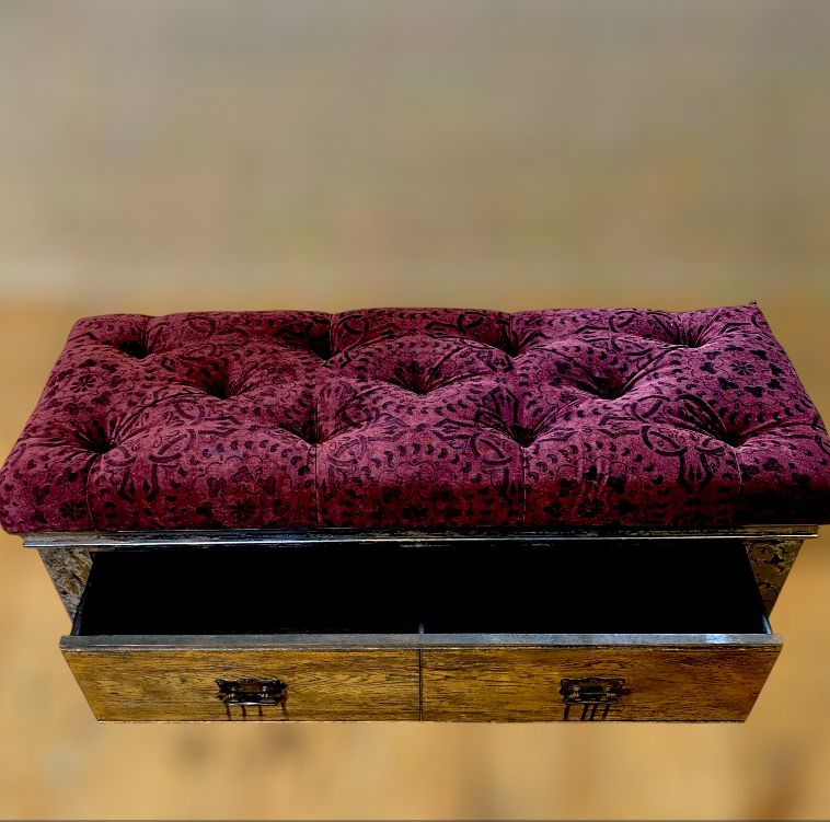 Hand Painted Oak Seat, Upholstered Hall Storage With Drawer photo furniture