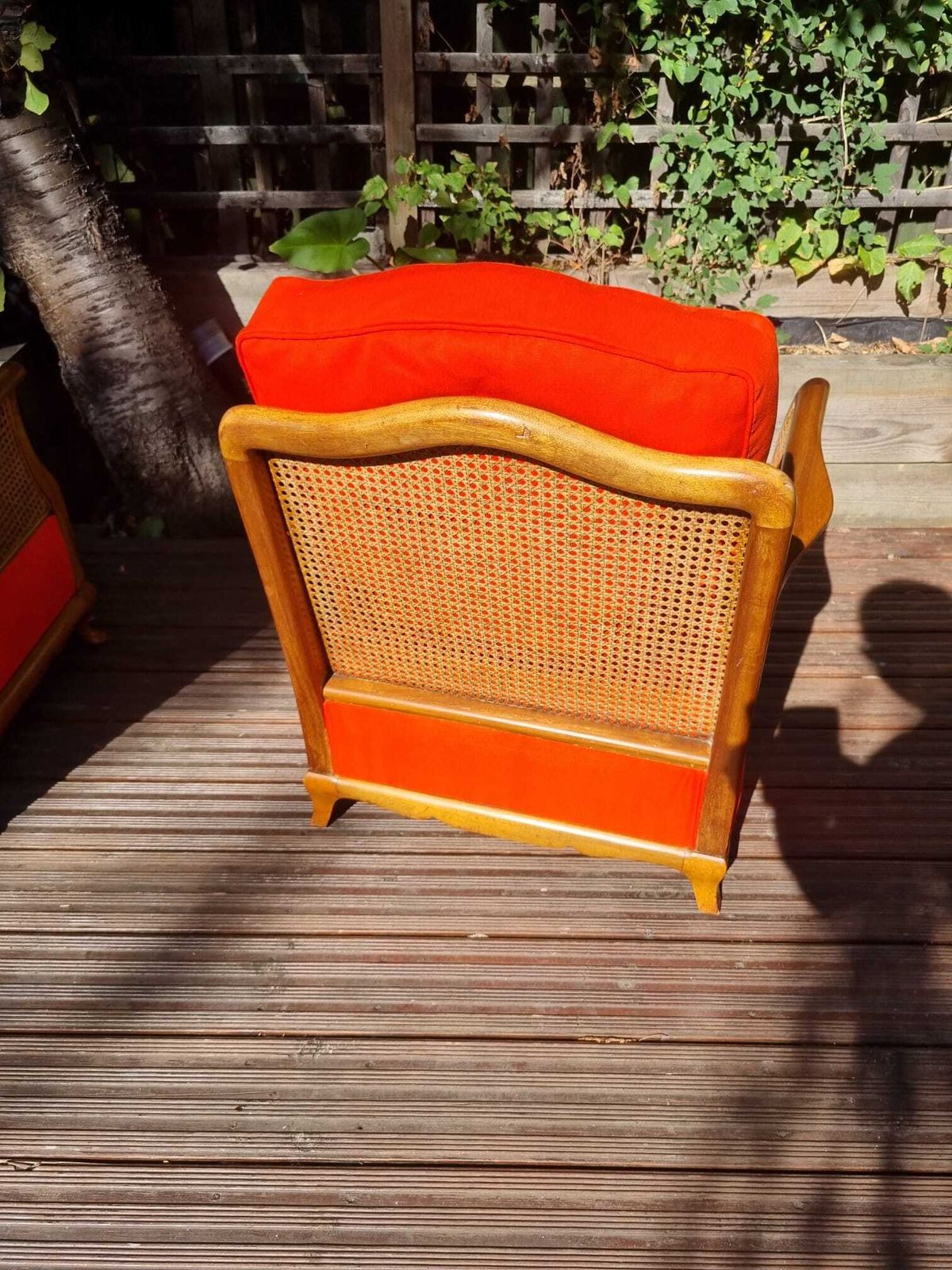 photo furniture 1920s French Style Bergere Suite   Burnt Orange, Walnut & Double Walled Cane