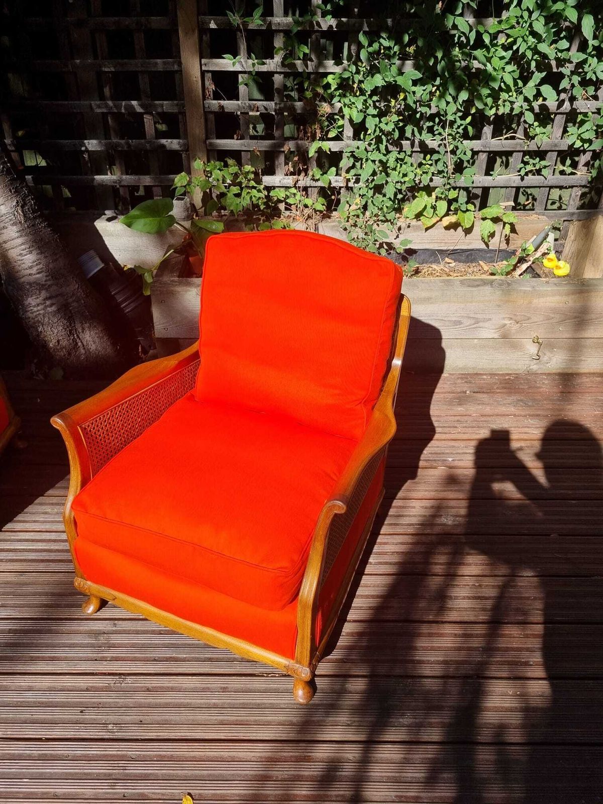 photo vinterior 1920s French Style Bergere Suite   Burnt Orange, Walnut & Double Walled Cane