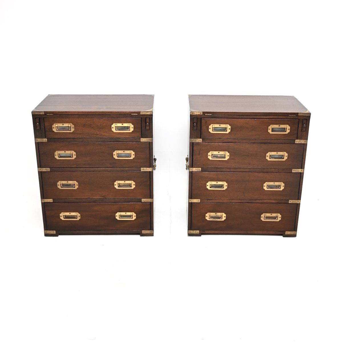Pair Of Antique Mahogany Military Campaign Bachelor Chest Of Drawers photo furniture