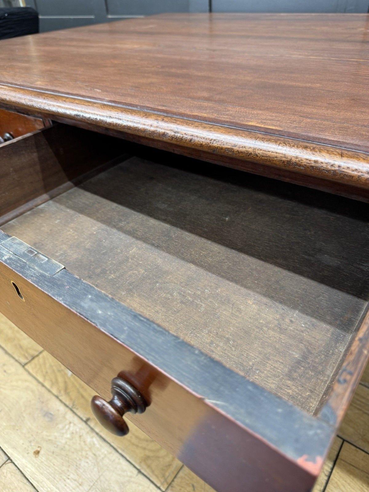 895.0 Antique Victorian Mahogany Library Table Desk Kitchen Dining Table With Drawers photo