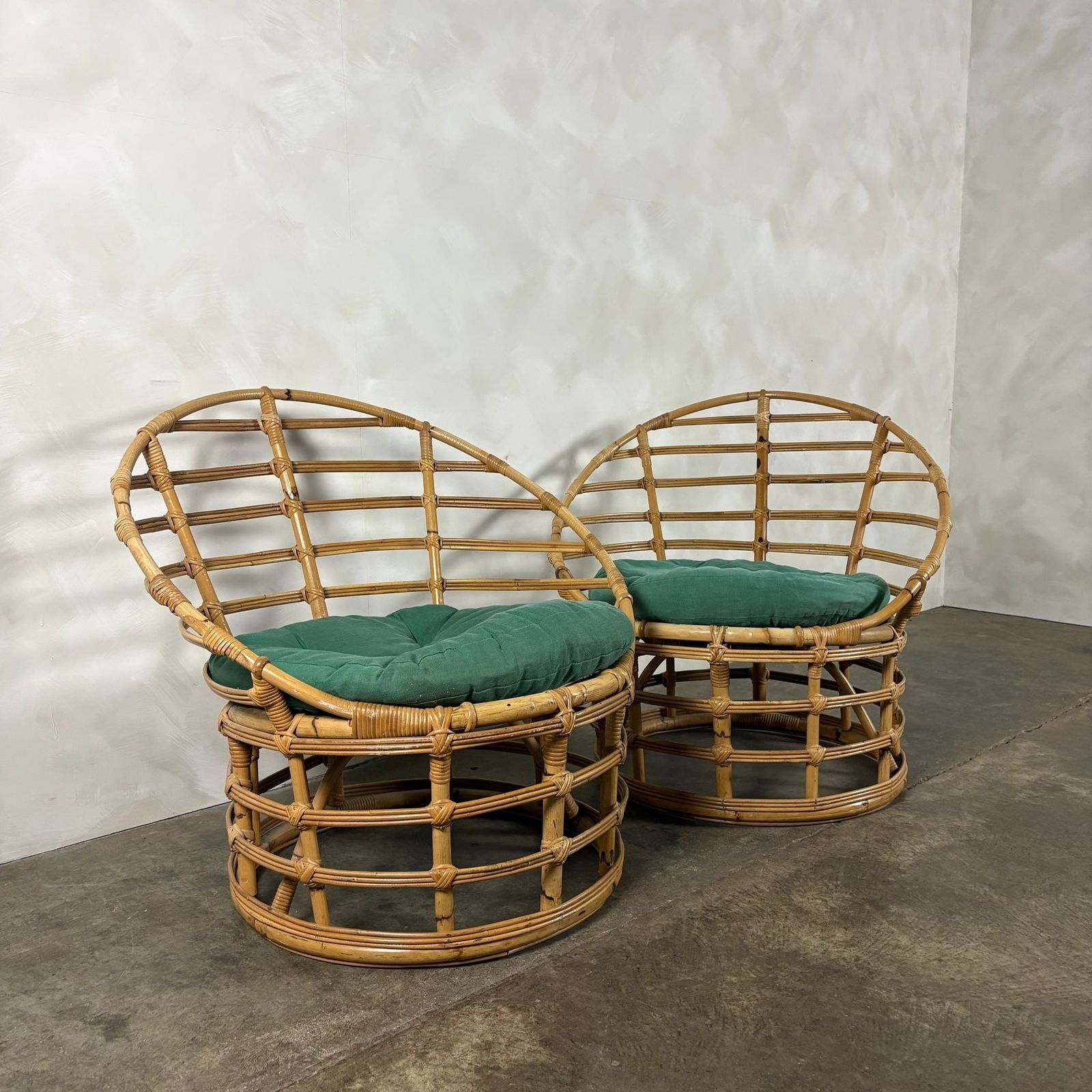 Mid Century Pair Of Bamboo Lounge Chairs Retro Mcm