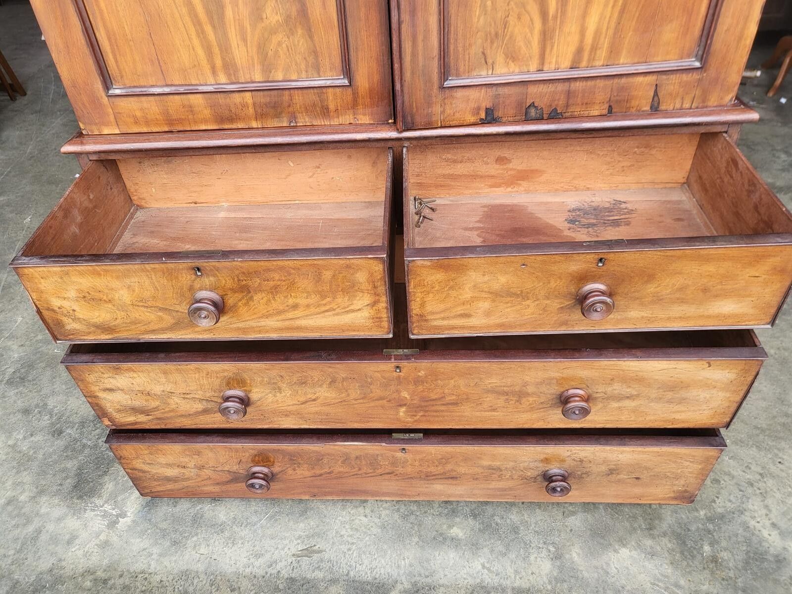 Antique Victorian Linen Press Chest Of Drawers Wardrobe photo for sale