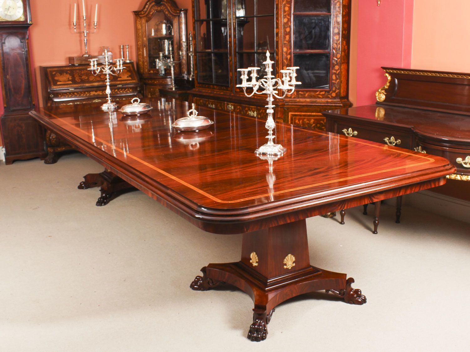 Bespoke Regency Revival Twin Base Dining Table & 14 Chairs 21st C photo Furniture