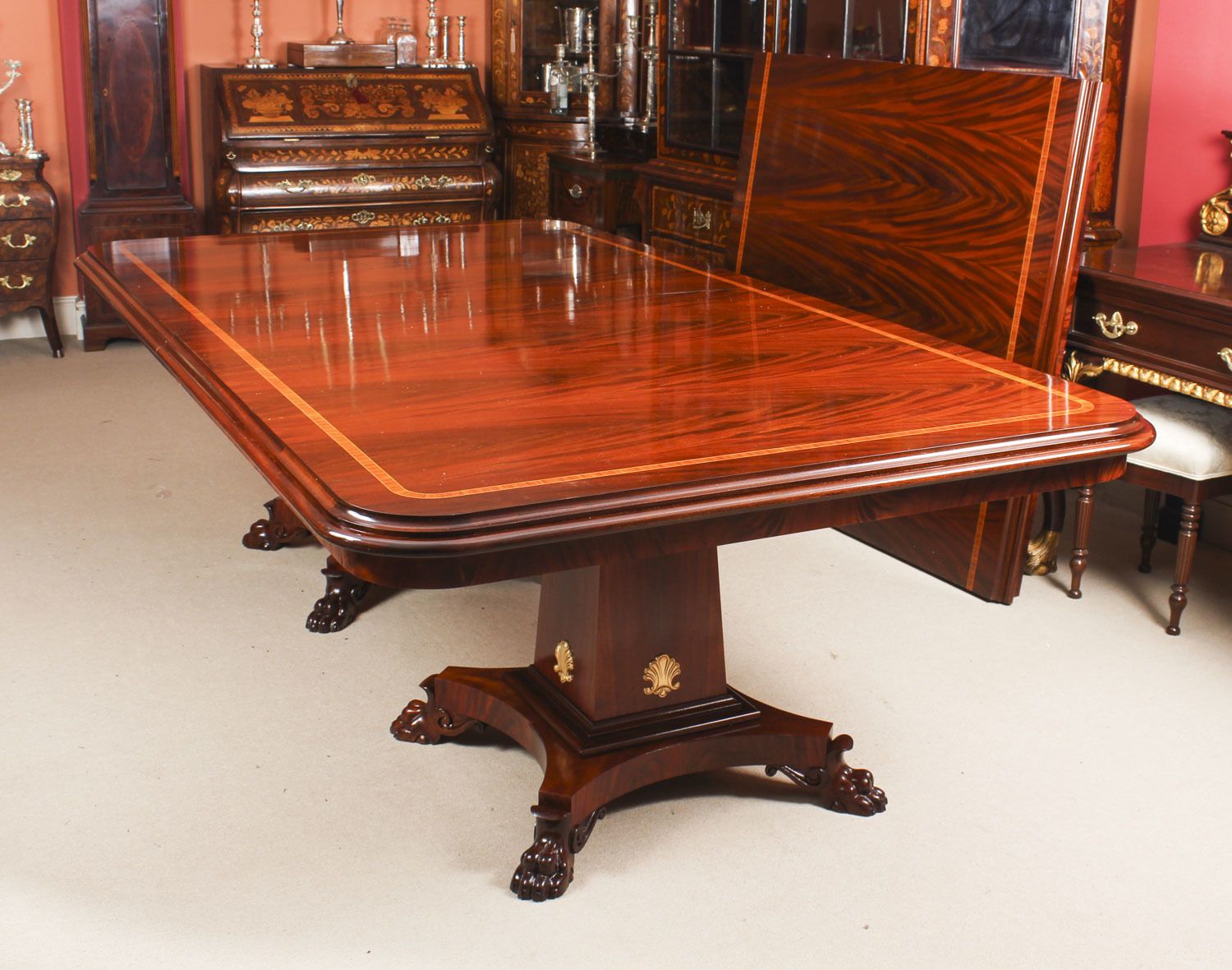 Bespoke Regency Revival Twin Base Dining Table & 14 Chairs 21st C photo buy