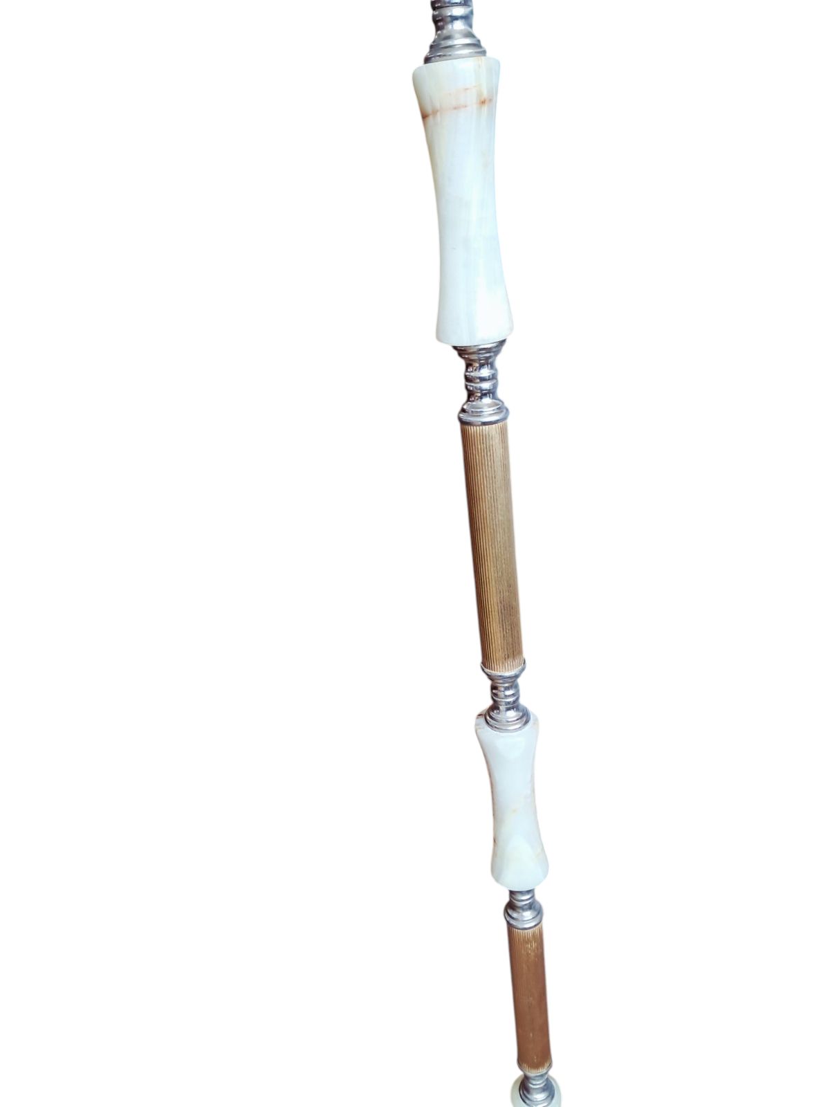 photo for sale Vintage Floor Lamp Onyx Brass Stand Antique Light Art Deco + Lampshade 1930