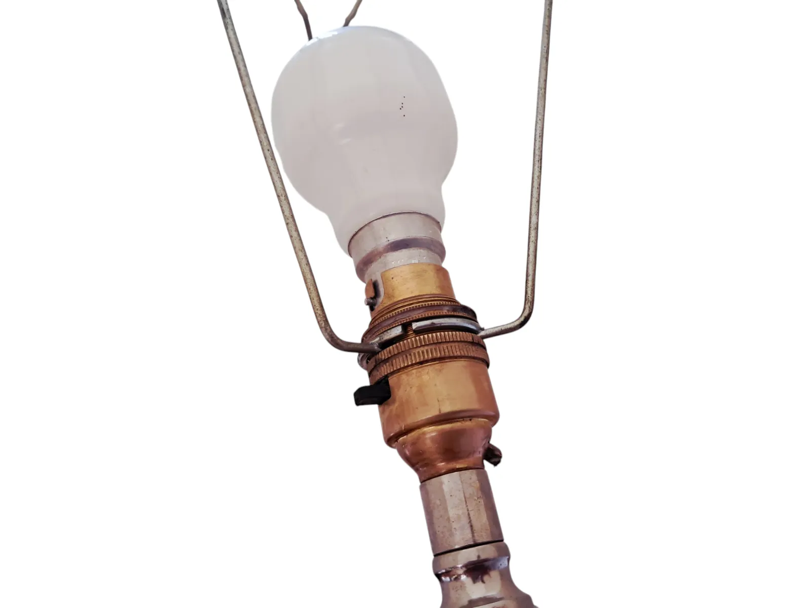 photo vinterior Vintage Floor Lamp Onyx Brass Stand Antique Light Art Deco + Lampshade 1930