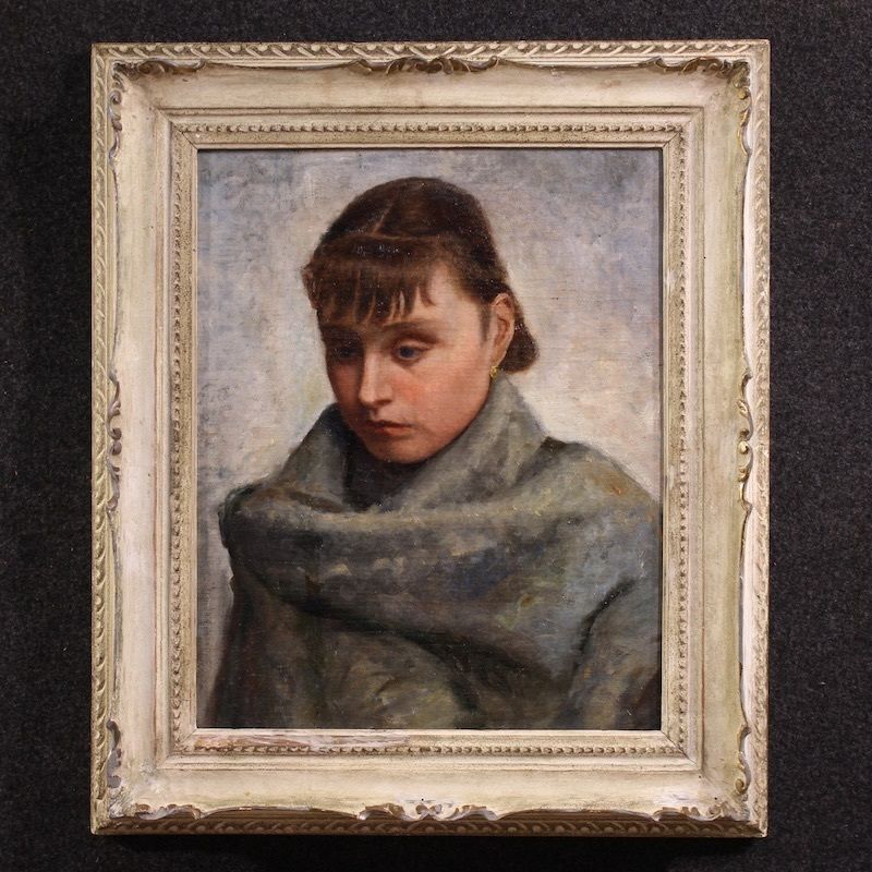 Peinture italienne, portrait de femme de style impressionniste