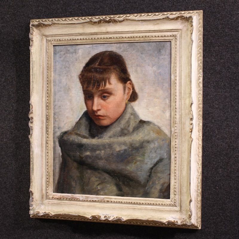 photo vinterior Italian Painting Portrait Of A Woman In Impressionist Style