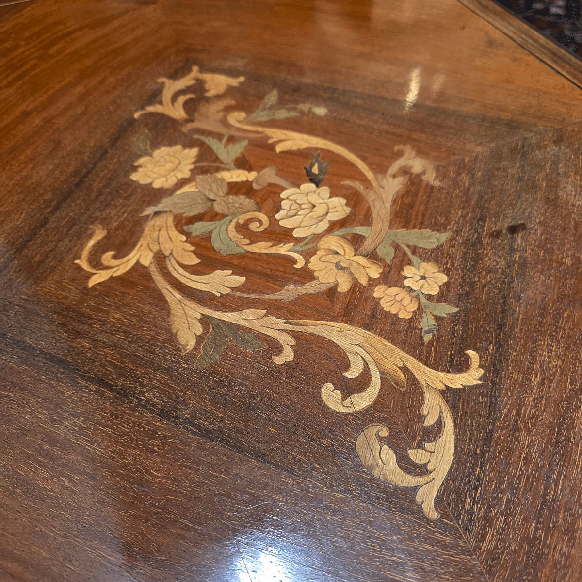 French Louis XV Style Gaming Table With Marquetry, 1960s photo for sale