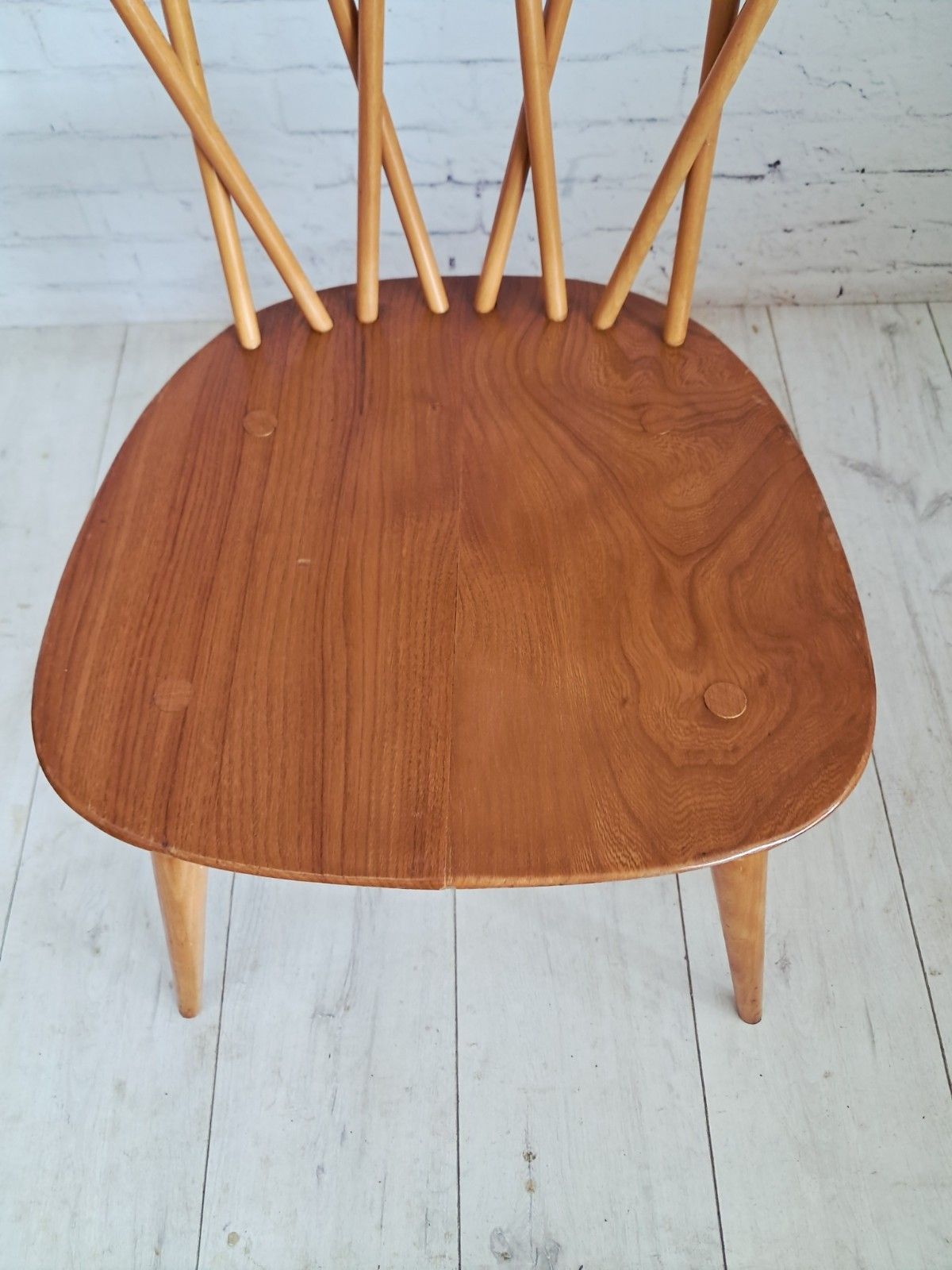 Mid Century Vintage Ercol Candlestick Dining Chair Model 376 Elm Beech 1960's photo Furniture
