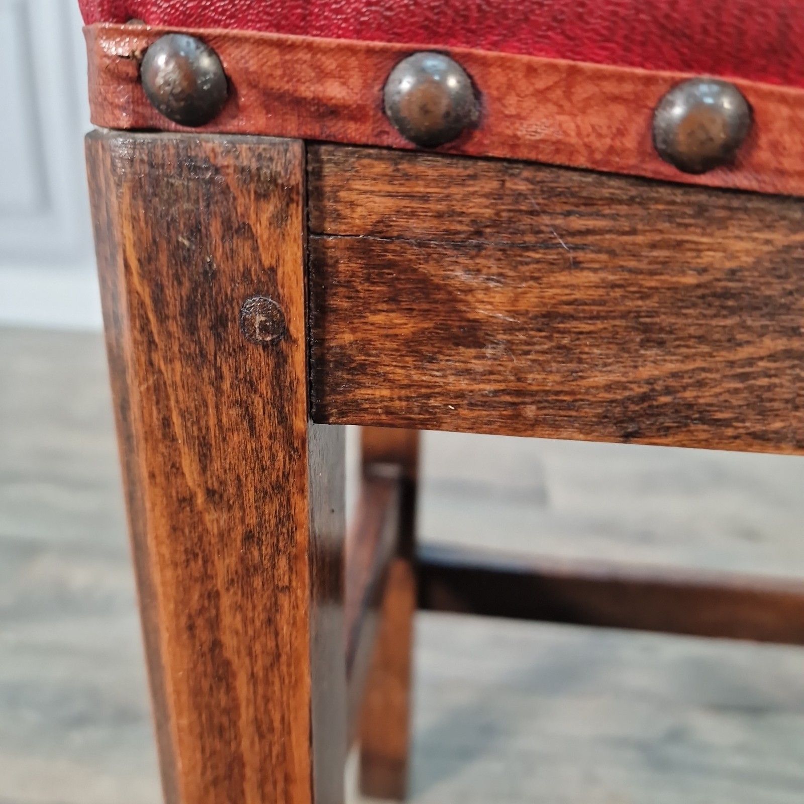 photo furniture Vintage Rustic Country Stool Kitchen Seat Piano Pub Retro Solid Wooden Oak
