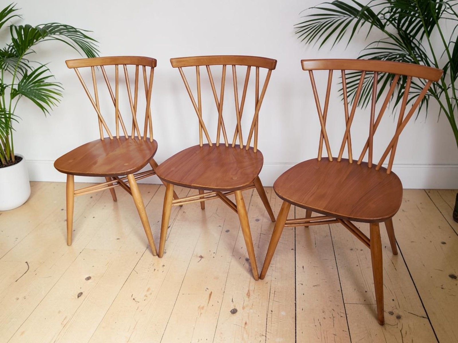 Vintage Ercol Candlestick Chairs X 3 Mid Century Dining Chairs 367 Elm 1960's photo furniture