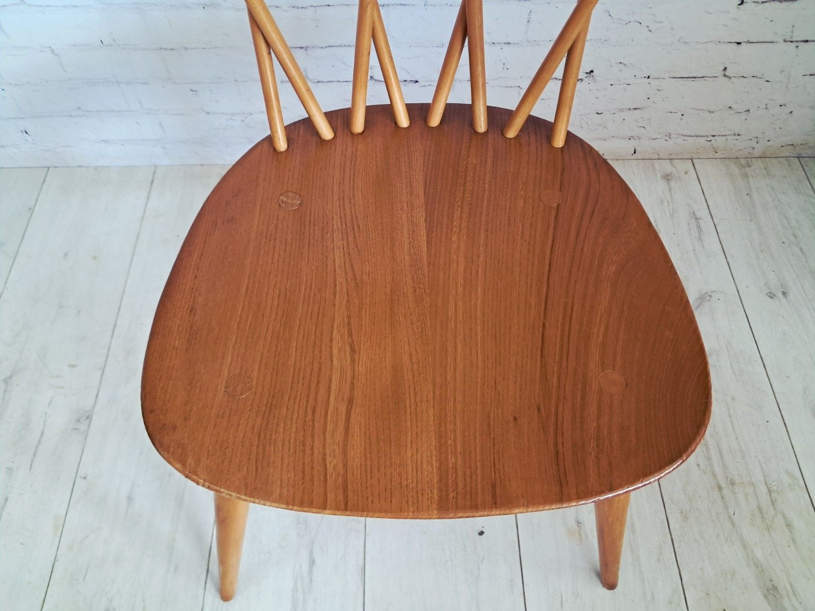Furniture Vintage Ercol Candlestick Chairs X 3 Mid Century Dining Chairs 367 Elm 1960's photo