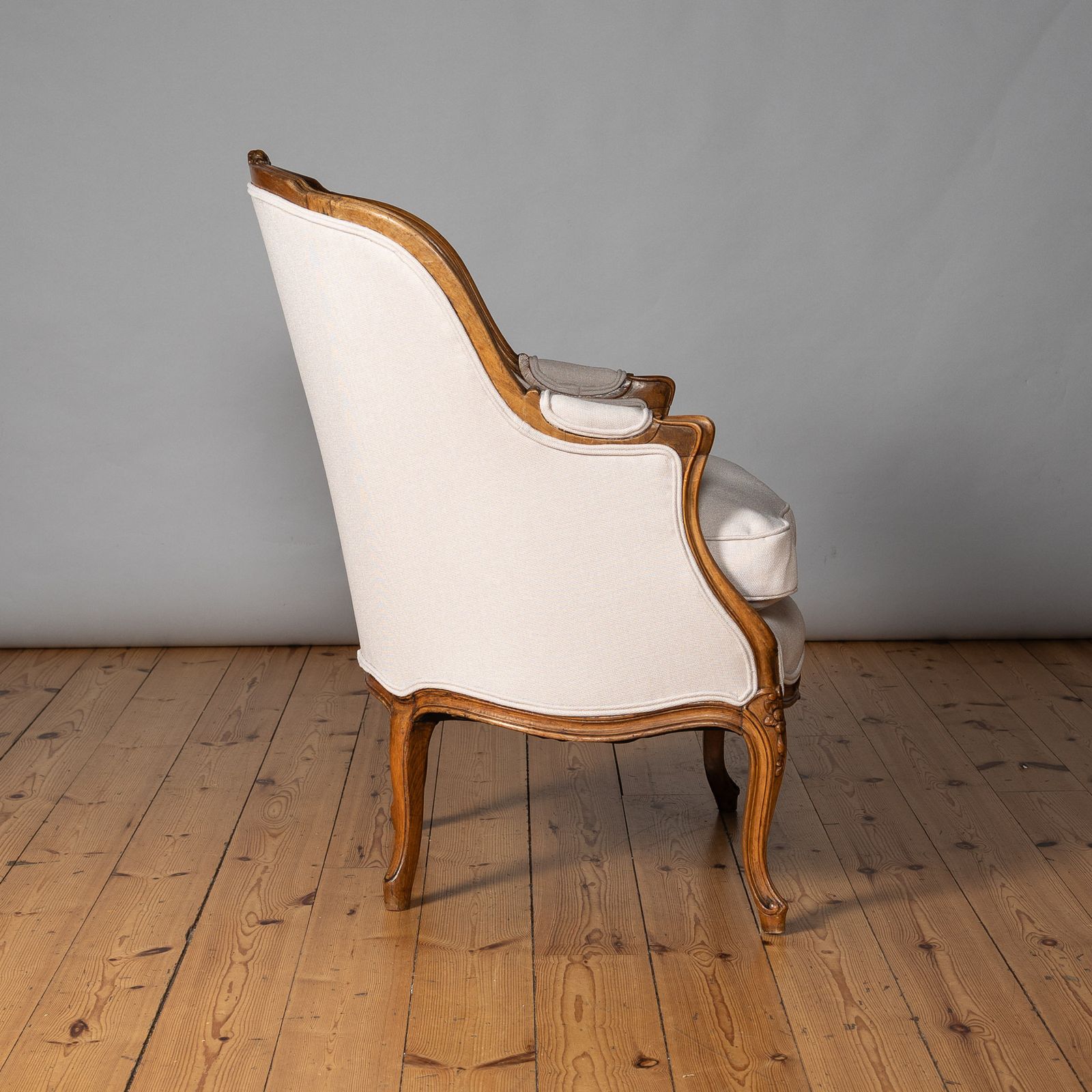 photo for sale Pair Of Large French Louis XV Style Carved Walnut Armchairs
