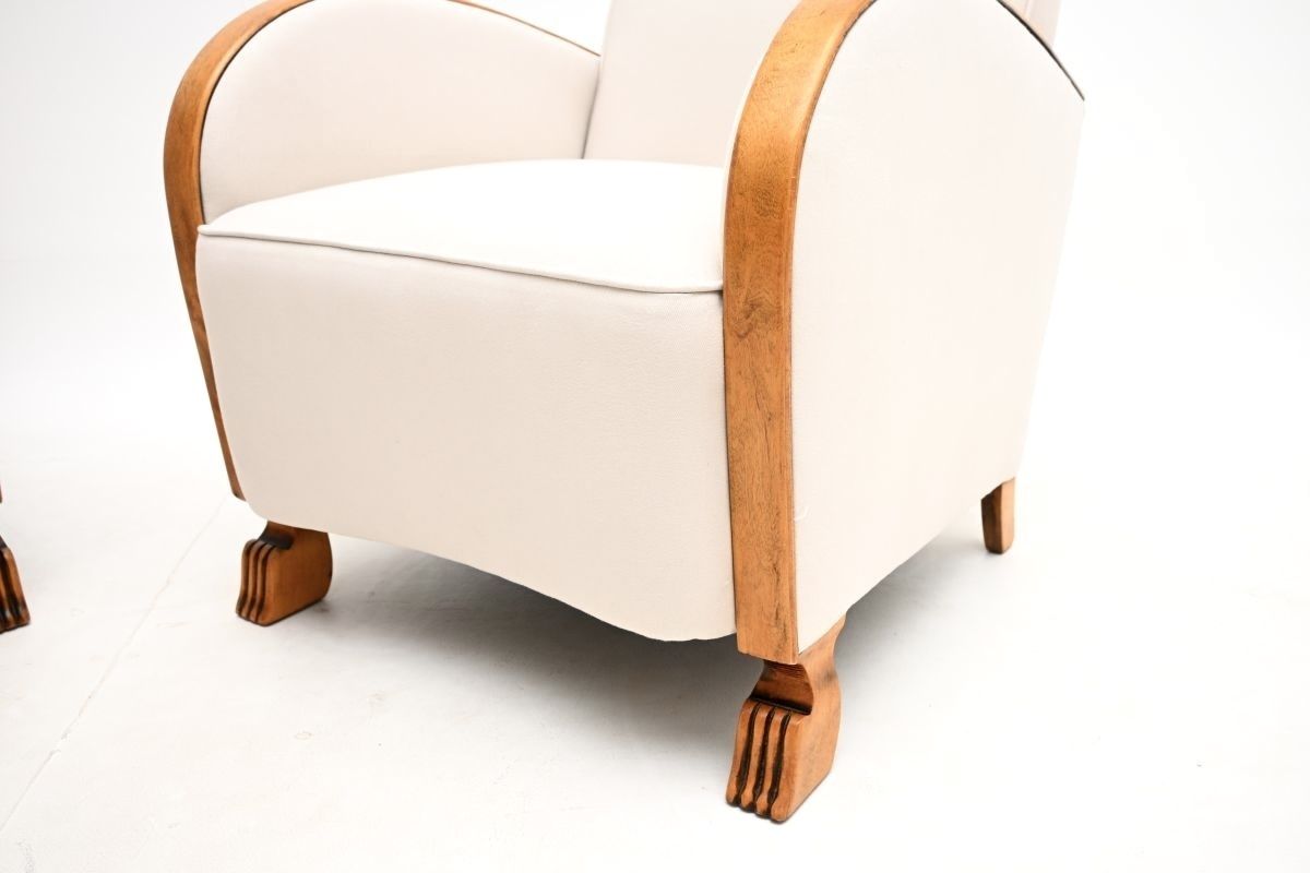 Pair Of Swedish Art Deco Armchairs In Satin Birch photo vintage