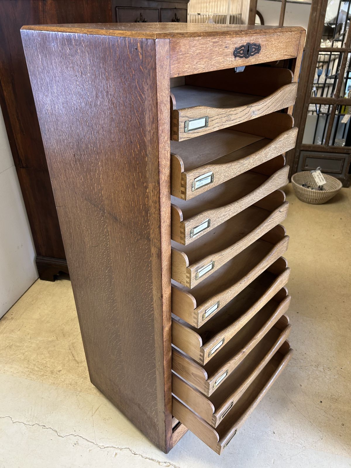 Oak Tambour Filing Cabinet With Working Key photo Furniture