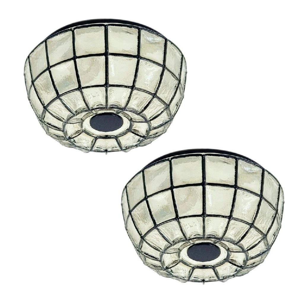 1 Of 2 Mid Century Modern Glass Ceiling Lights From Limburg, Germany, 1970s