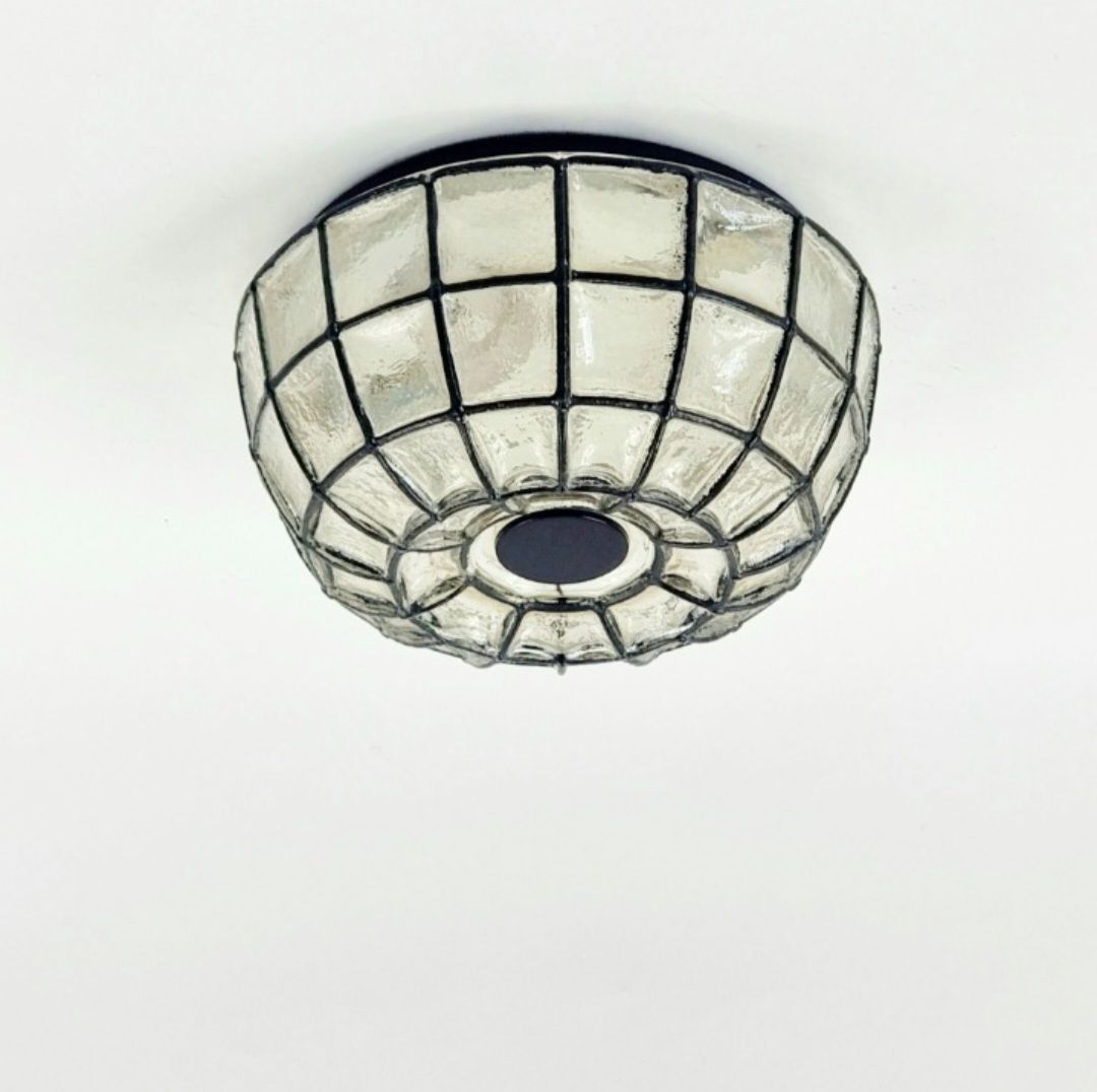 1 van 2 mid-century modern glazen plafondlampen van Limburg, Duitsland, jaren 1970 photo furniture