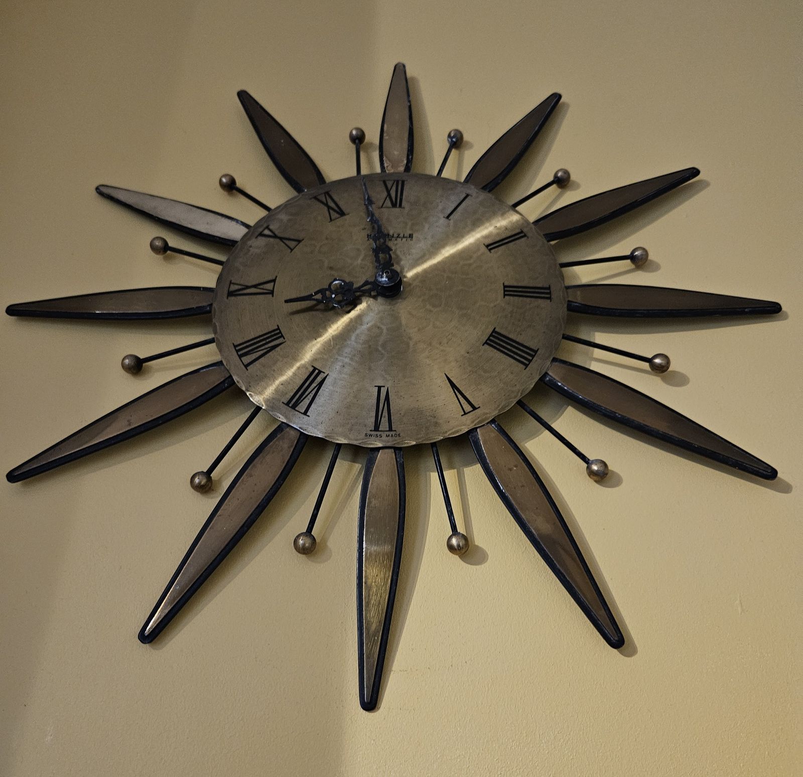Kienzle Vintage Mid Century Automatic Sunburst Starburst Clock photo furniture